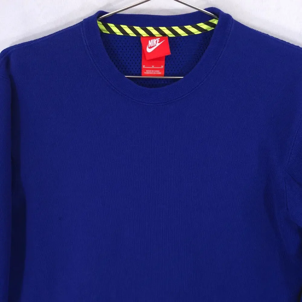 Nike Sweatshirt Mens M Blue Track‎ & Field Crew Neck Zip Pocket Ventilated Back